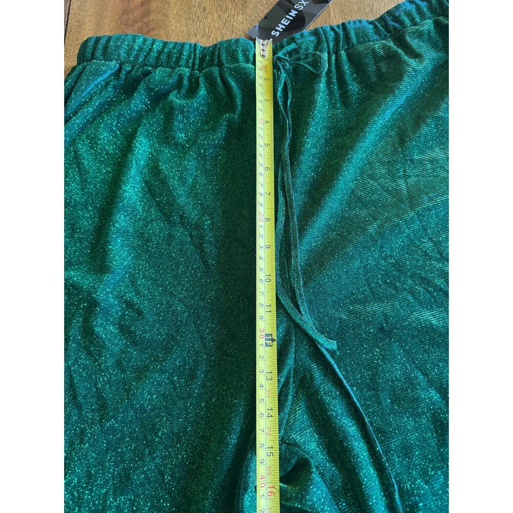 NWT Emerald Green Glitter Jogger Pants Elastic Waist Sparkle XL - Picture 10 of 12